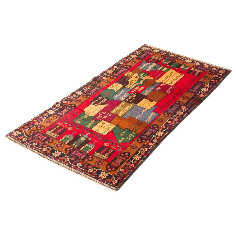 ECARPETGALLERY Hand-knotted Teimani Red Wool Rug - 3'2 x 6'2