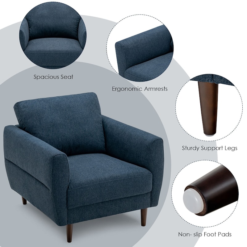 Gymax Modern Upholstered Accent Chair Single Sofa Armchair Living Room