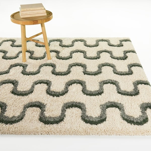 slide 2 of 5, Boreas Squiggle Stripe Area Rug 5'3" x 7' - Green/Blue