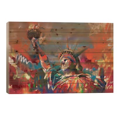 Statue of Liberty Print On Wood by Scott Naismith - Multi-Color