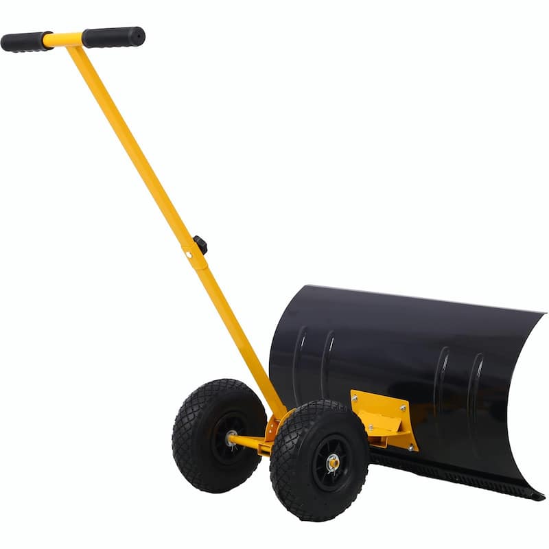Wheeled Snow Shovel,Effortless Snow Removal with Adjustable Handle and Cushioned Comfort - 29" W x 16.5" H