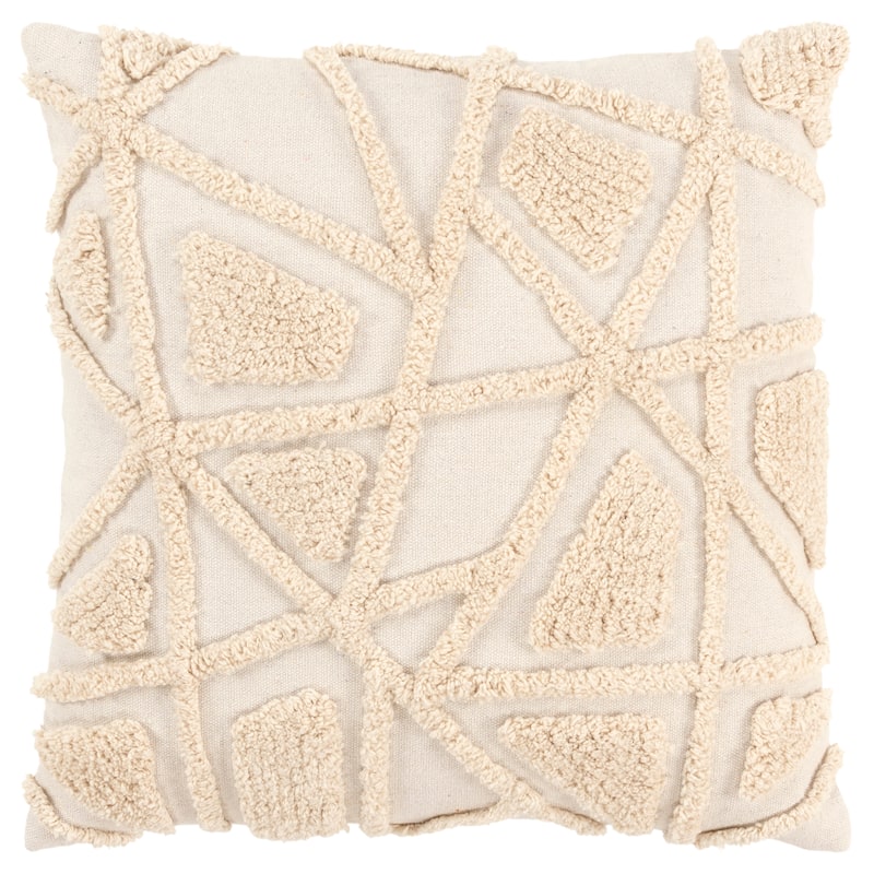 Rizzy Home Tufted Geometric Throw Pillow - Natural