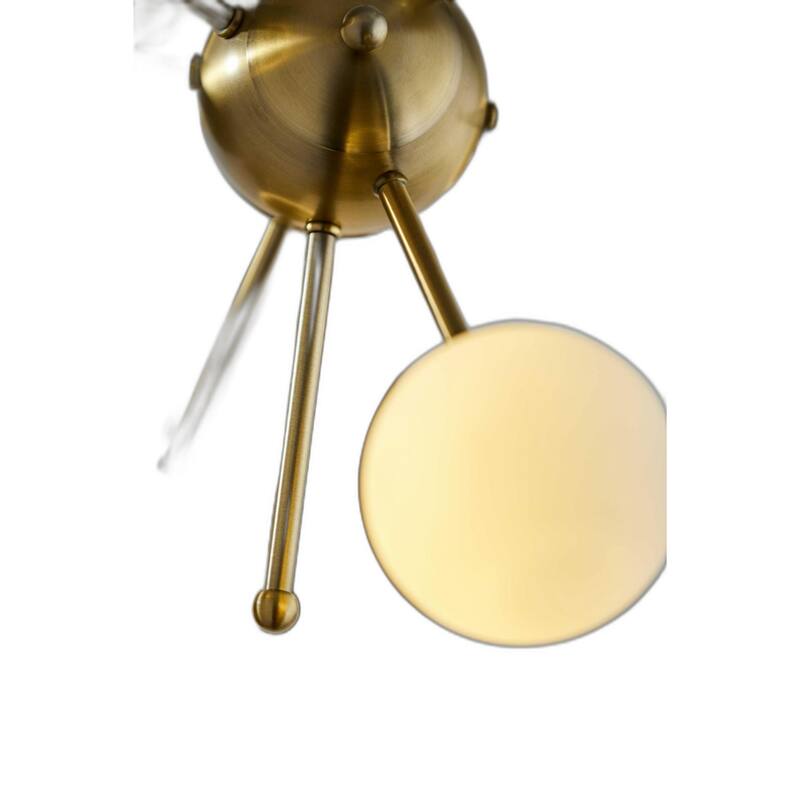 Black Metal Base Mid Century Table Lamp with Brass Glass Globe Shade 6 Lights - 15” x 15” x 23” (D x W x H)