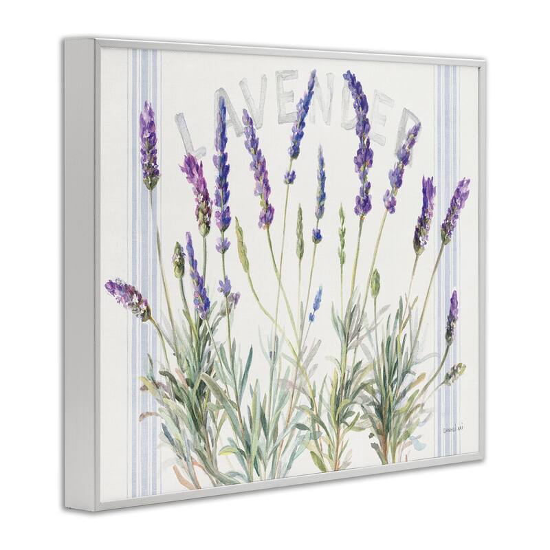Stupell Lavender Floral Cluster Farmhouse Bistro Stripes Framed Wall Art - Multi-Color