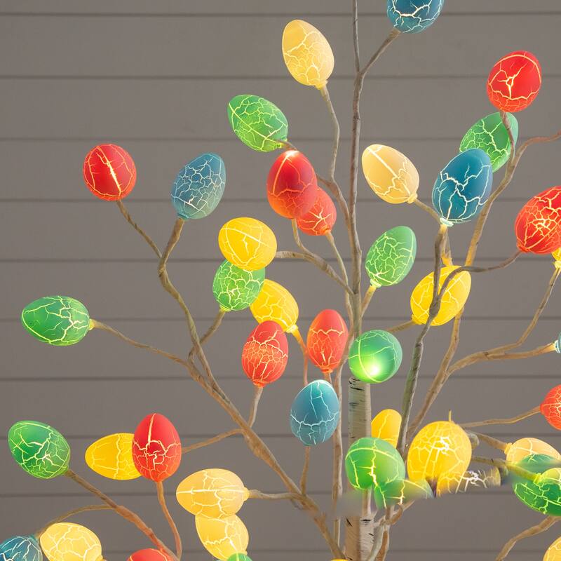 4-ft Pre-Lit Artificial Easter Twig Tree with 48 Egg Shaped LED
