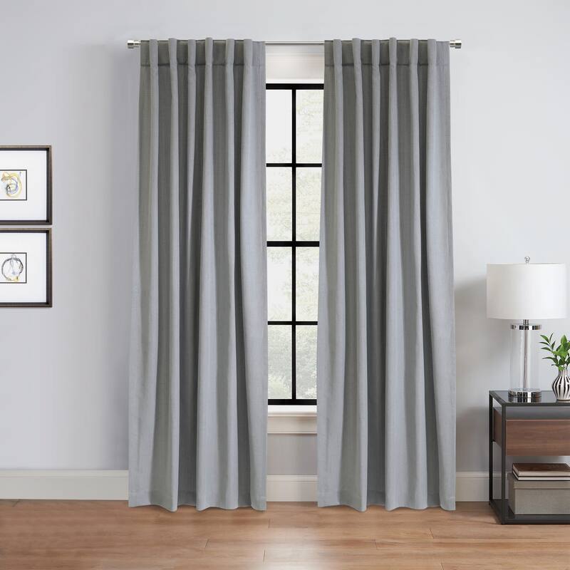 Mulberry Light Filtering Raw Silk Dual Header Curtain Panel by Habitat - 54" x 95" - Grey