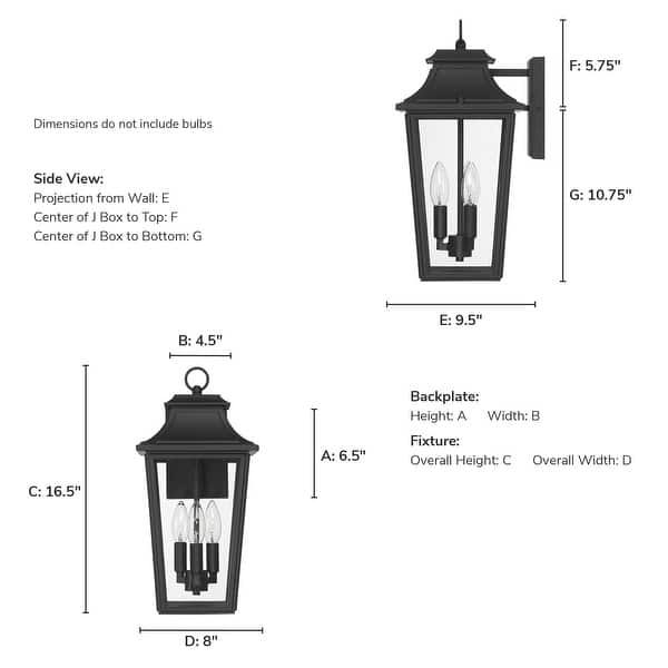 dimension image slide 2 of 8, Hunter Spring Cove Outdoor Wall Light - Front Porch, Patio, Garage, Pergola - Traditional, Mission - Resists Corrosion!