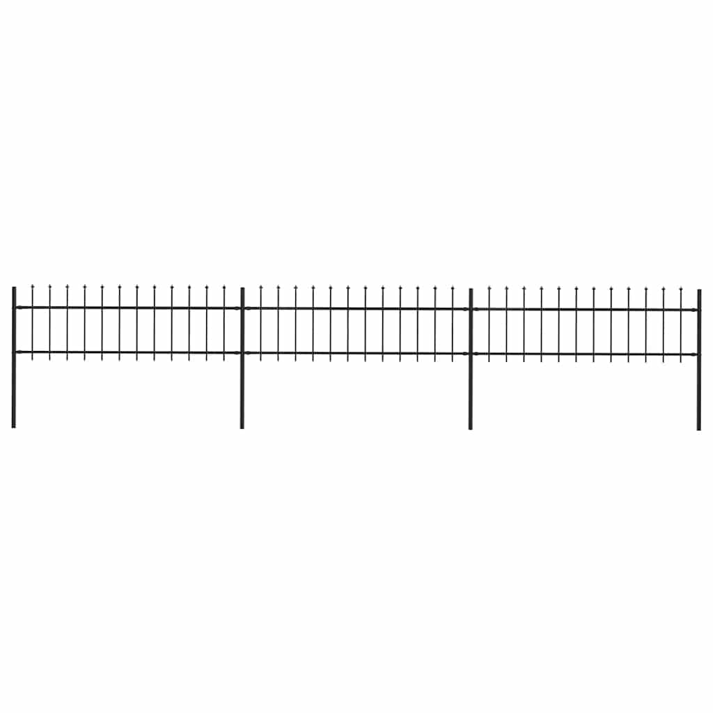 vidaXL Garden Fence with Spear Top Steel 200.8"x23.6" Black