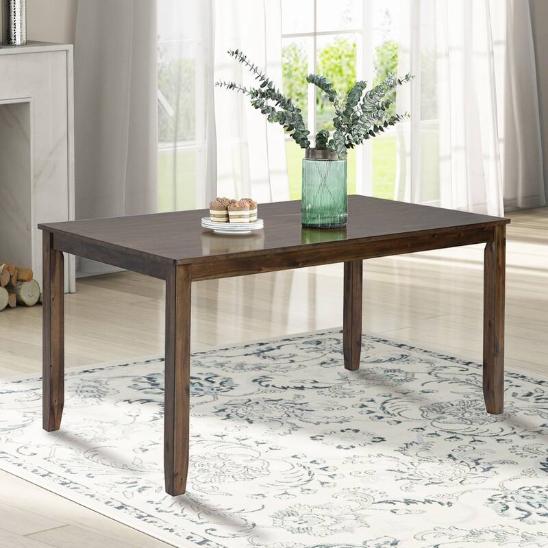 GDFStudio - Unionvale 45.5" Modern Wooden Rectangular Dining Table with Solid Wood Tapered Base Legs & Lacquer Finish - 30"W - Walnut