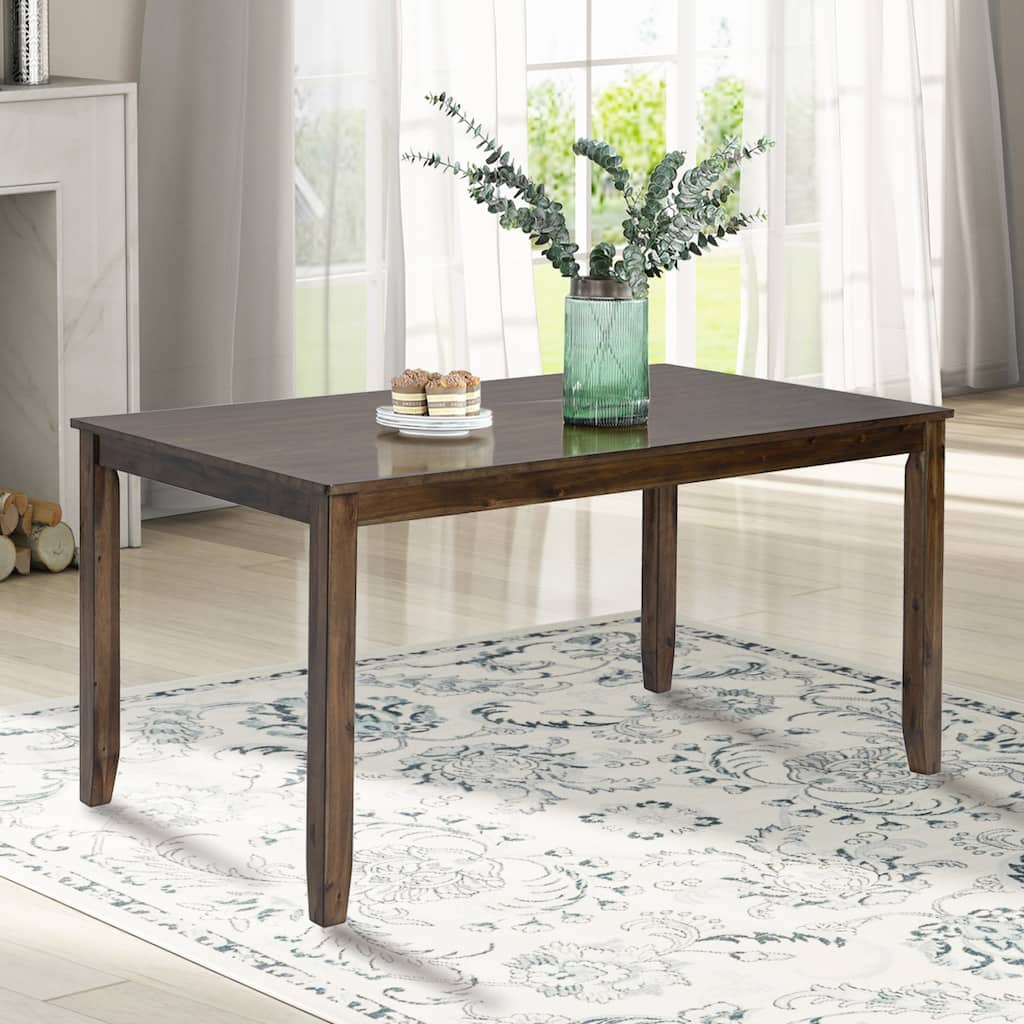Modern Farmhouse Dining Table, Wooden Rectangular Dining Table with Sloid Wood Legs, for Restaurant