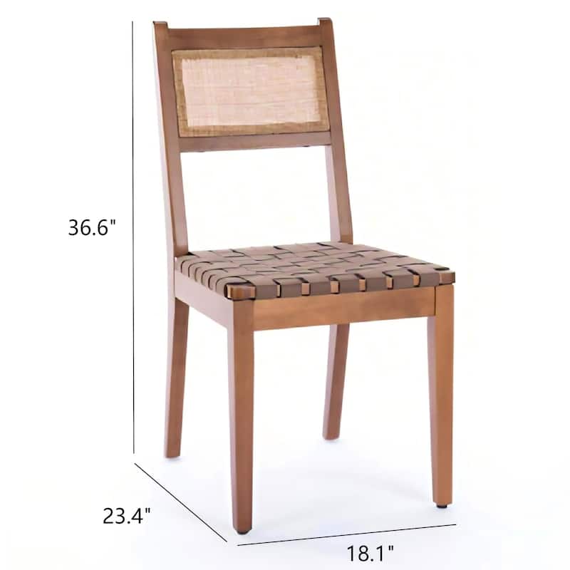 Rattan Leather Kitchen Chair Dining Chair Living Room Side Chairs Multifunctional Dining Chairs Set of 2