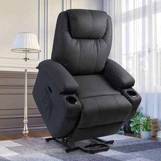 Homall PU Leather Recliner with Massage and Heated, Black