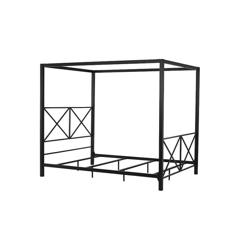 Avenue Greene Rosemarie Canopy Metal Bed, Black