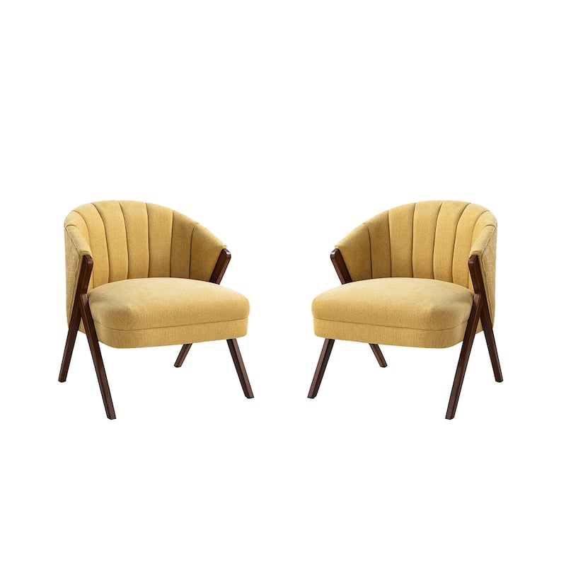 Vivian Mid-century Barrel Chair with a Scalloped Back Set of 2 by HULALA HOME