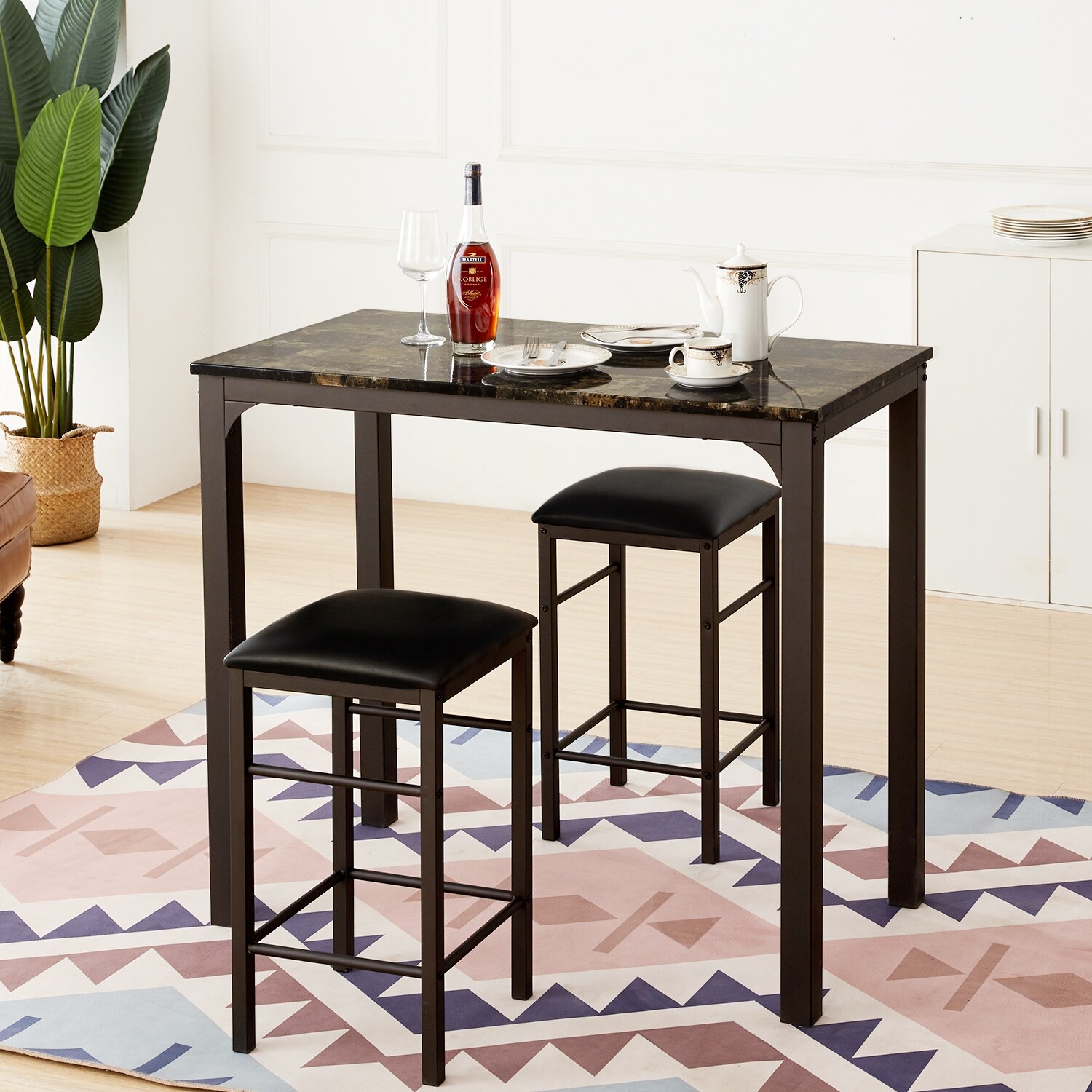 Vecelo Home Kitchen Bar Table Sets Counter Dining Table Sets 3pcs 2 Options Overstock 26054893