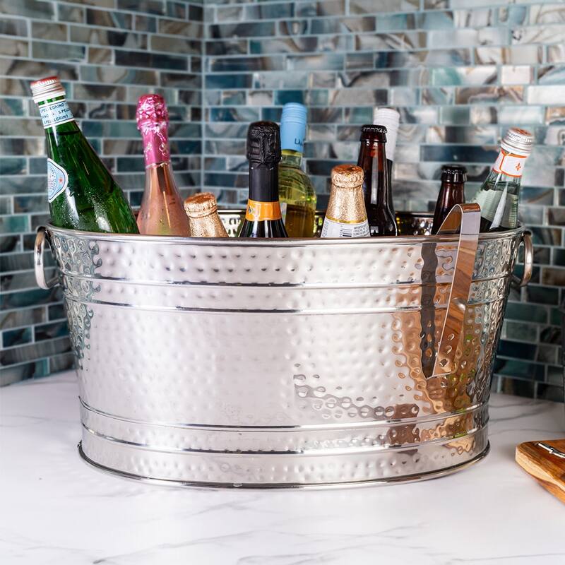 Sol Living Stainless Steel Beverage Tub for Parties Ice Bucket