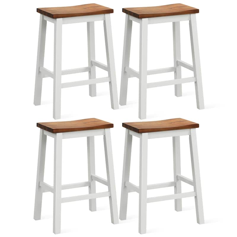 Gymax 24.5 Inch Set of 4 Saddle Stools Industrial Counter Height - Gray+Walnut - Counter Height - Gray+Walnut - Set of 4