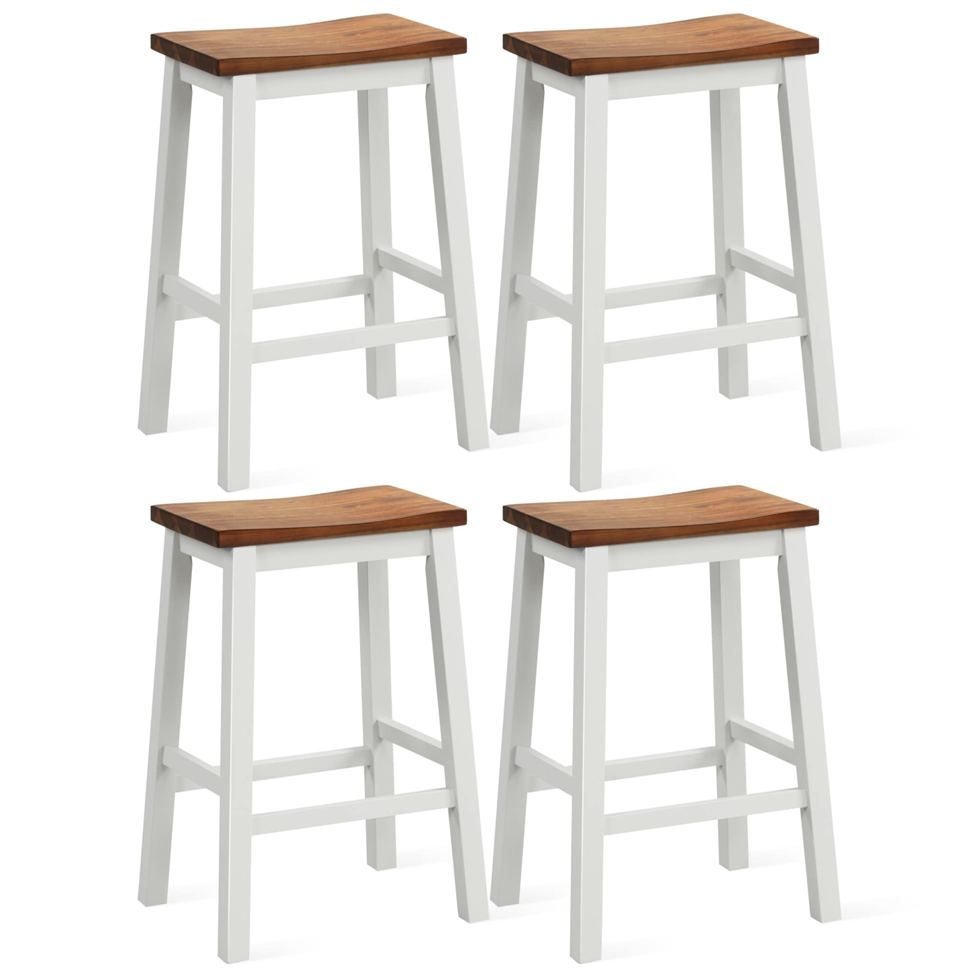Gymax 24.5 Inch Set of 4 Saddle Stools Industrial Counter Height