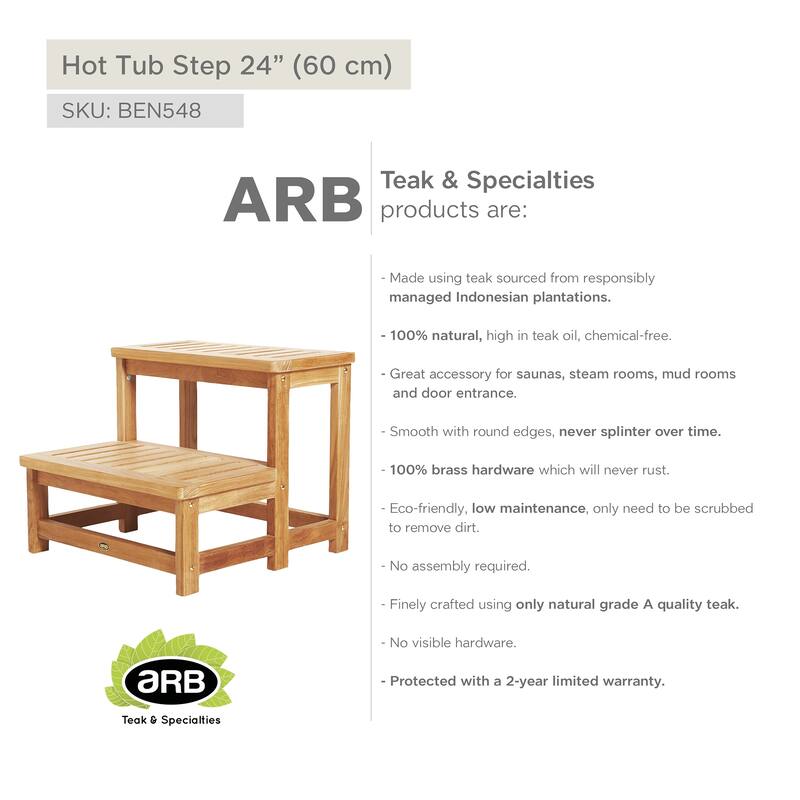 Teak Hot tub step 24" (60 cm)