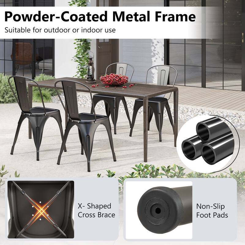 Gymax Metal Dining Chairs Set of 4 w/ Removable Backrest for Dining