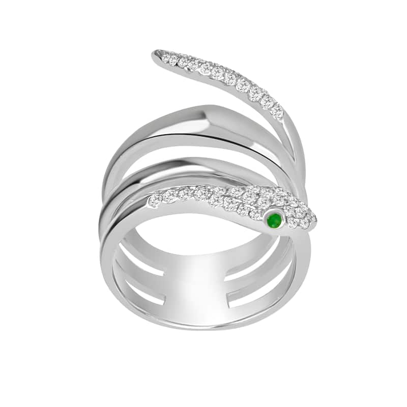 Auriya 14k Gold Diamond and Emerald Snake Wrap Ring 0.38 ct. tw. (F-G, VS)