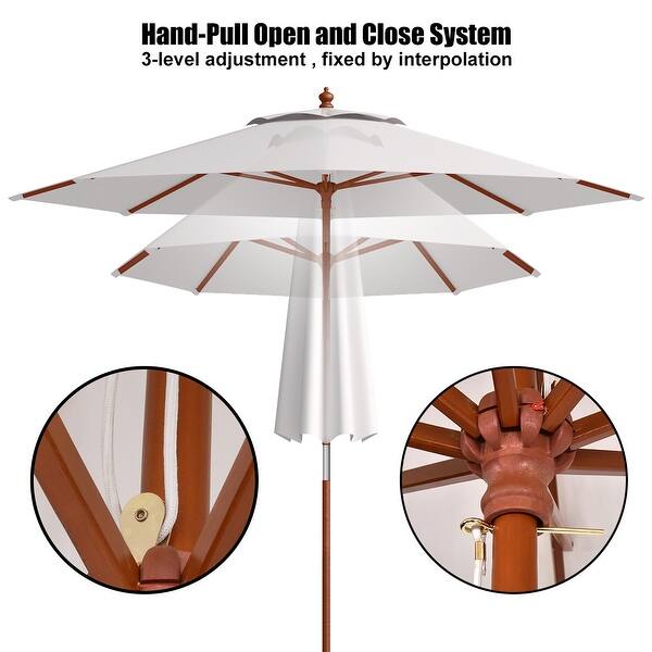 Shop Black Friday Deals On Costway Adjustable 9ft Wooden Patio Umbrella Wood Pole Outdoor Garden Overstock 15869385