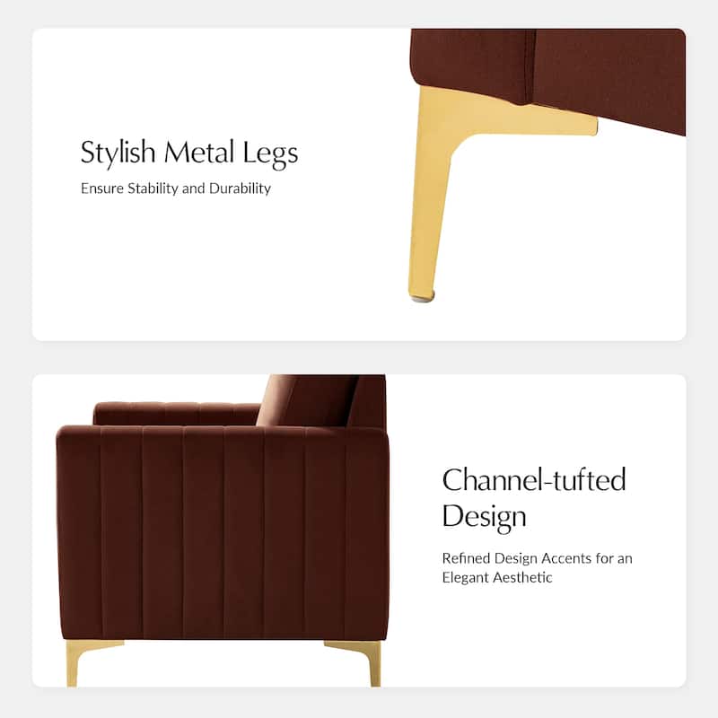 Ganymedes Modern Velvet Accent Arm Chair with Golden Legs and Removable Cushion by HULALA HOME