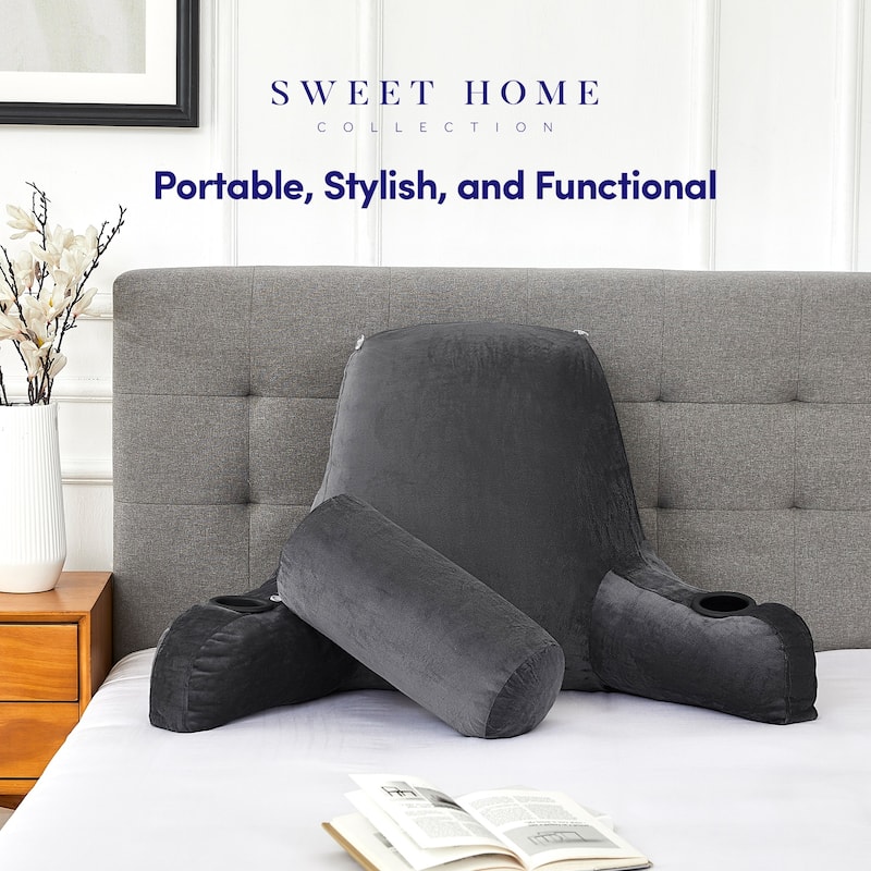Sweet Home Collection Bed Rest Pillow w/Cup Holders