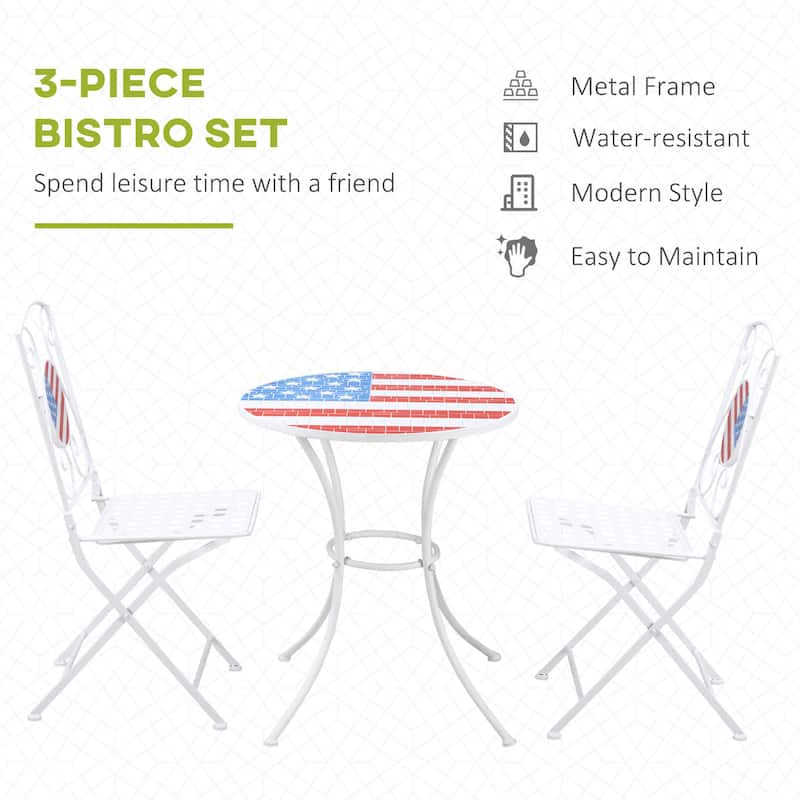 Folding Outdoor Furniture with USA Mosaic Table and Chairs