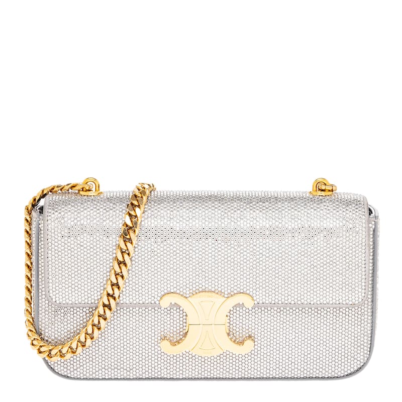 Celine Crystal Embellished Claude Shoulder Bag - Silver