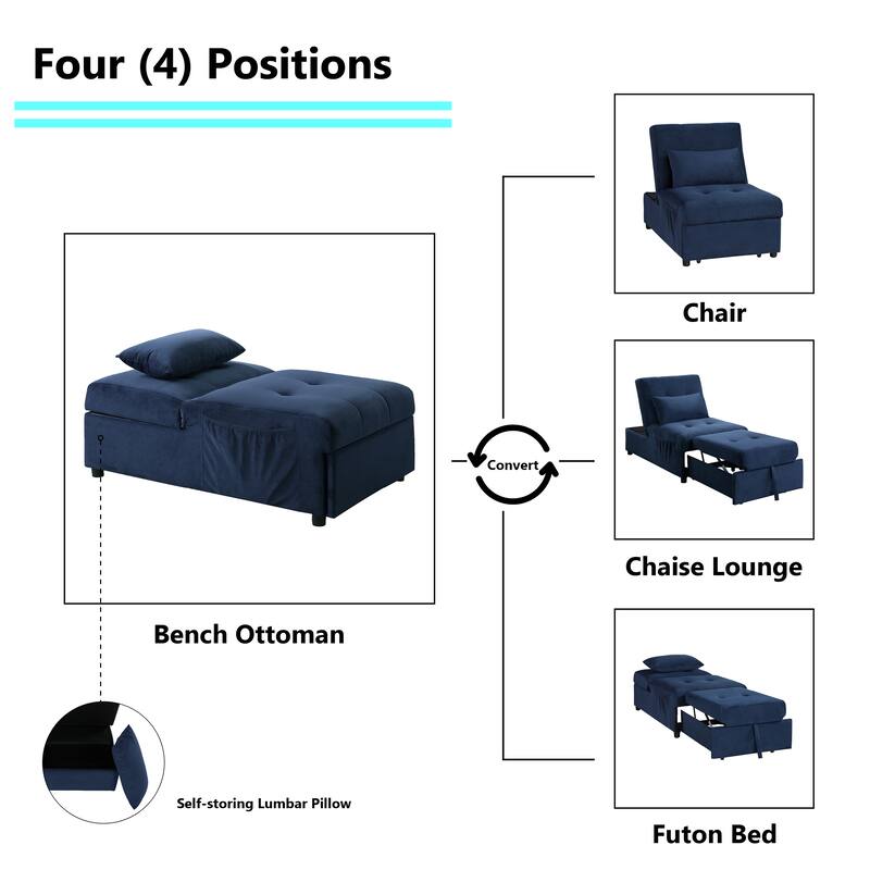 Daria 4-in-1 Convertible Futon Lounge Chair