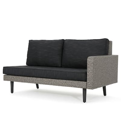 Roomfitters Outdoor Corner Sofa & Table Set, All-Weather Wicker Patio Lounge, Gray