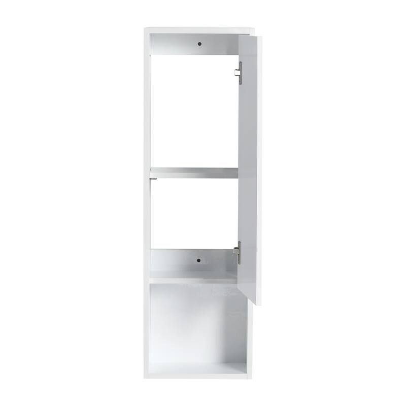 12" Bathroom Wall Cabinet, Soft Close Doors, Float Mounting Design,Glossy White