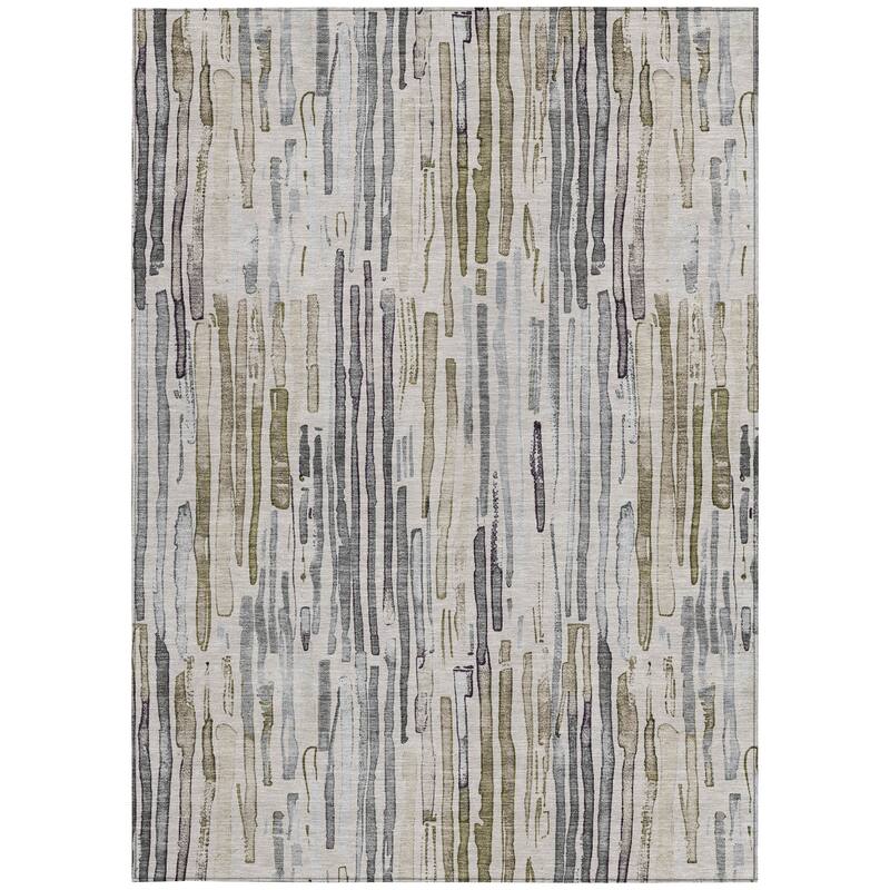 HomeRoots Striped Modern Rectangle Outdoor Rug