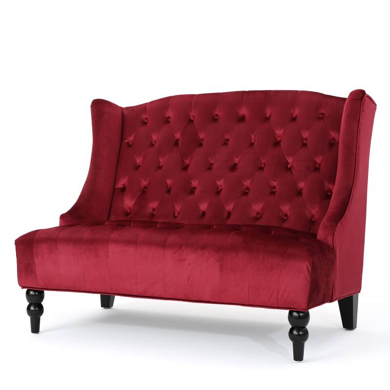 Leora Modern Glam Tufted Velvet Wingback Loveseat by Christopher Knight Home