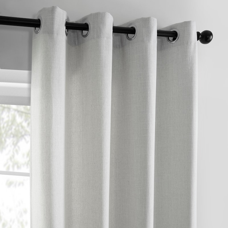 Exclusive Fabrics Basic Faux Linen Curtain Pair - 2 Panels - Light Filtering Grommet Curtains