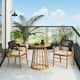 Option Black Rope Chair+Teak Finish Table