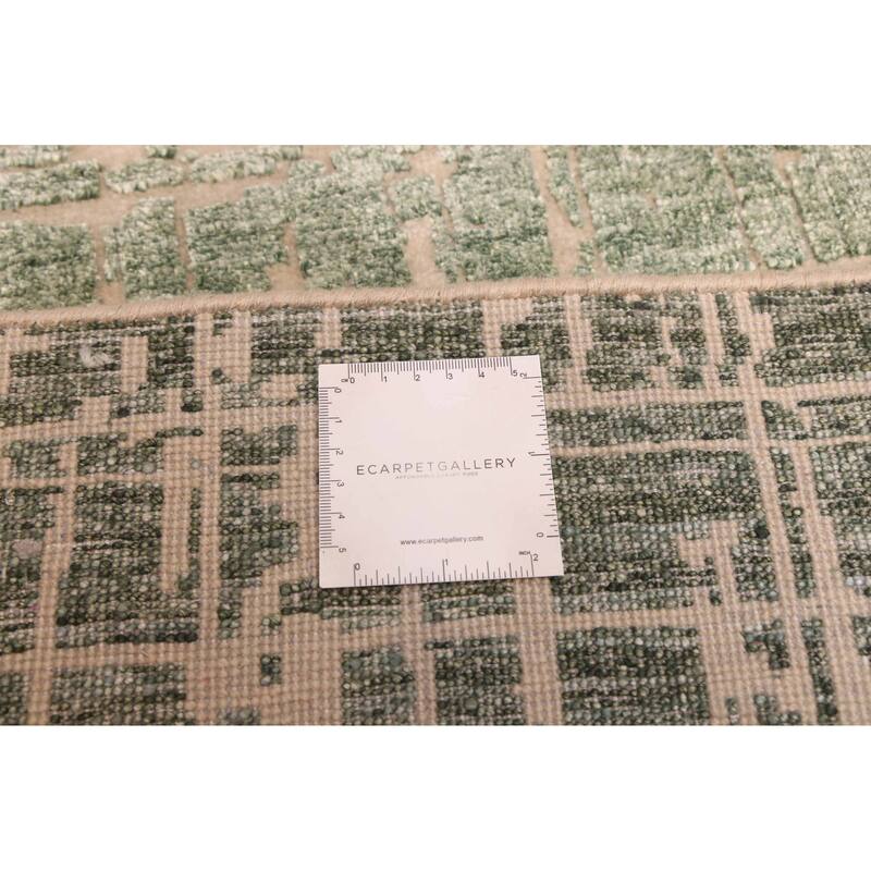 ECARPETGALLERY Hand-knotted Legacy Dark Green Silk, Wool Rug - 2'7 x 12'3