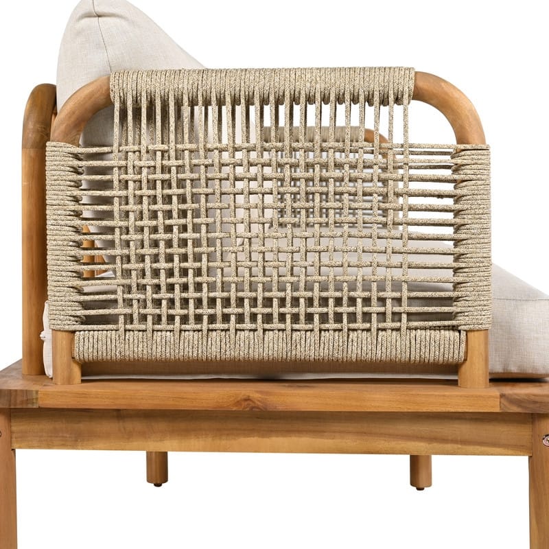 Outdoor 3-piece Acacia Wood and Rope Patio Sofa Set - 75.5” W x 26.75” D x 27.00”