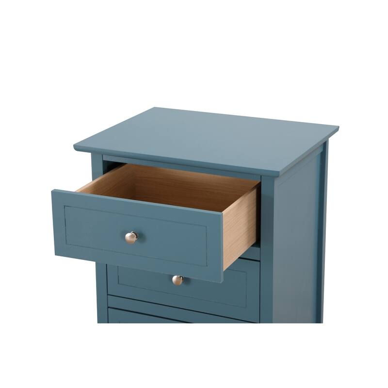 3 Drawer Teal Nightstand, 25 Inch Modern Minimalist Bedside Table with Real Wood Veneers