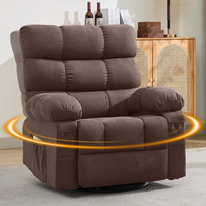Swivel Rocker Recliner Chair 360° Manual with Side Pockets for Adults