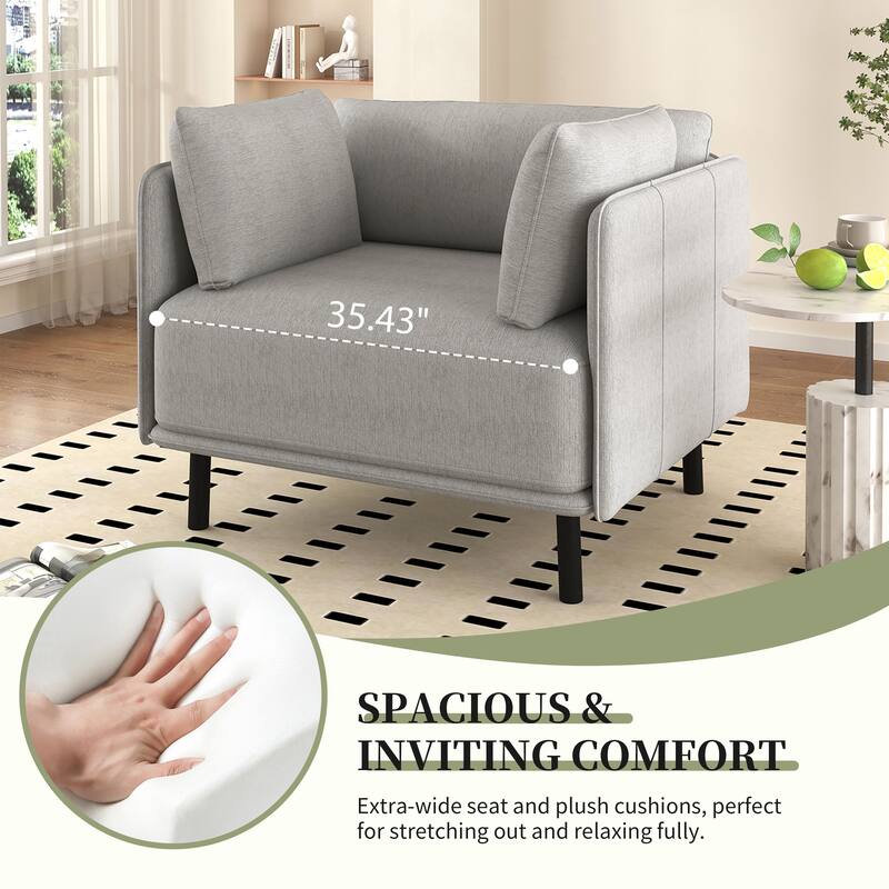 Modern Arm Chair Upholstered Accent Sofa Chair with Steel Legs