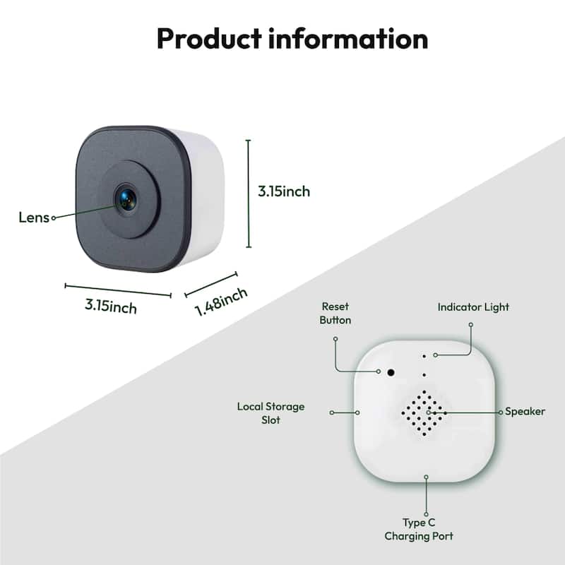 2K Window Camera WiFi Indoor Cameras with AI Motion Dection and Smart Alerts for Home Security, 2PCS