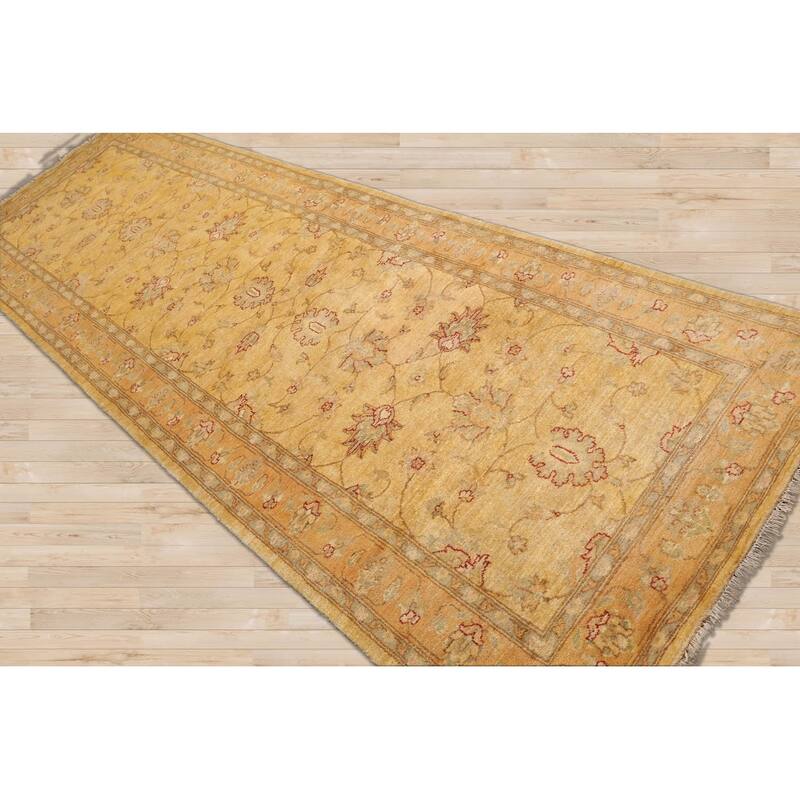 Hand Knotted Chobi Peshawar Beige Persian Wool Traditional Area Rug - 4' 7'' x 12' 5''