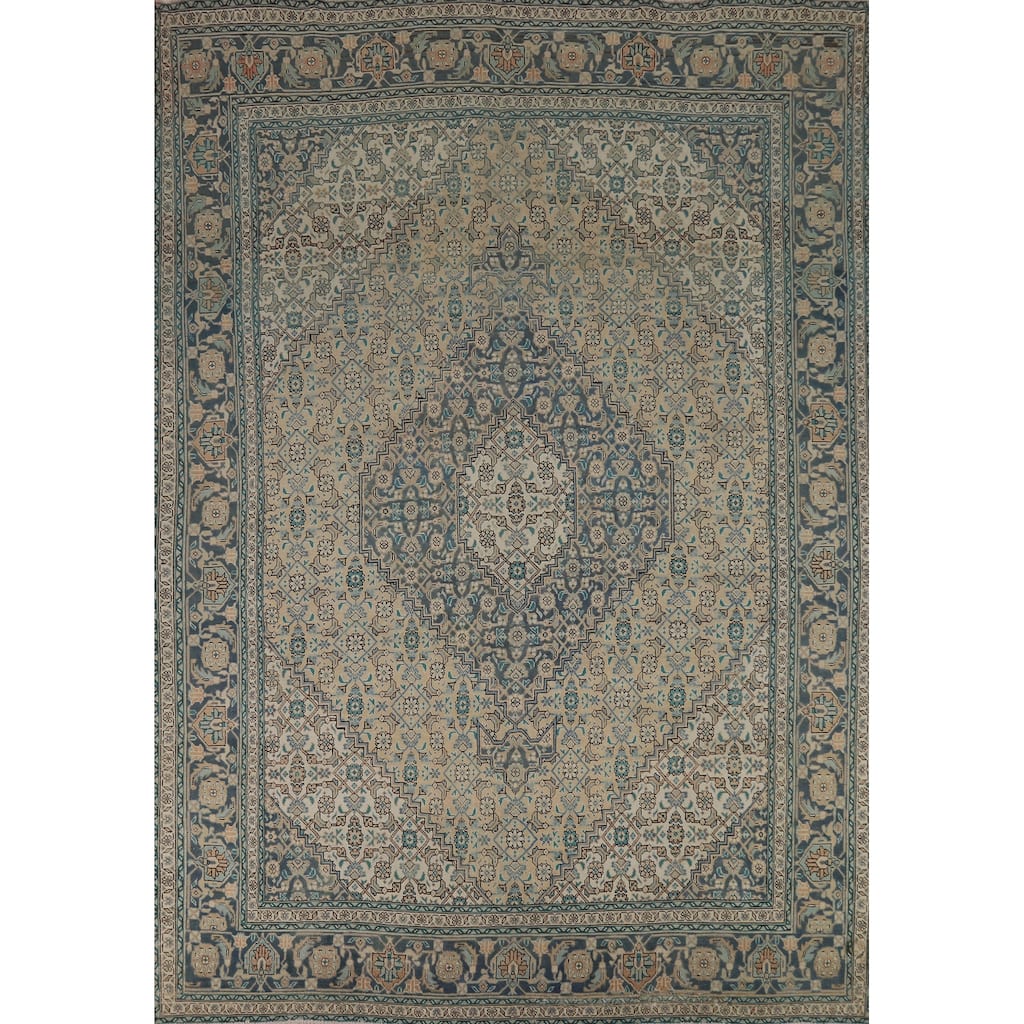 Geometric Tabriz Persian Area Rug Handmade Oriental Pink Wool Carpet - 8'4"x 11'5"