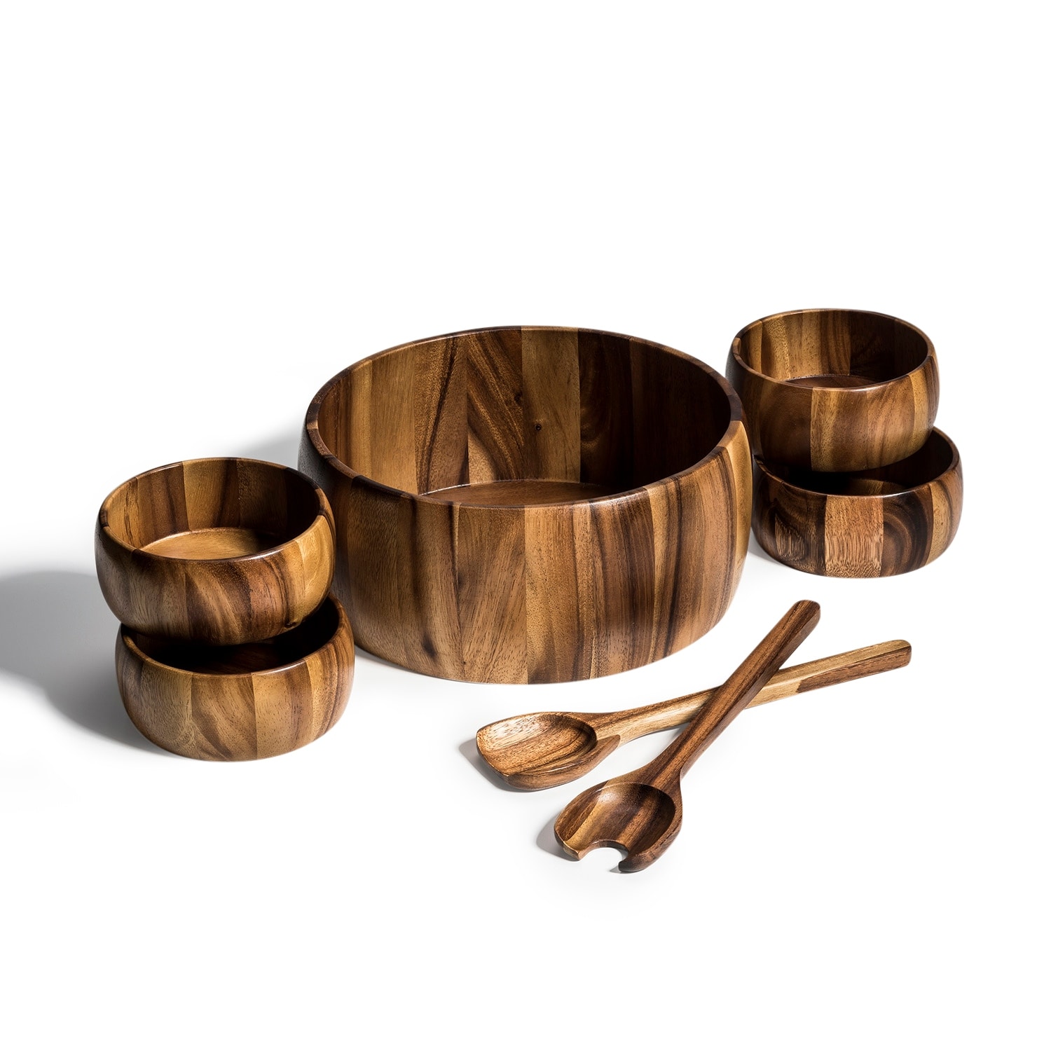 Extra large Salad Bowl with Servers and 4 Individual Bowls