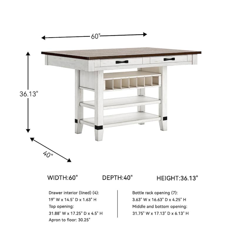 Signature Design by Ashley Valebeck White/Brown Counter Height Dining Table - 60" W x 40" D x 36.13" H
