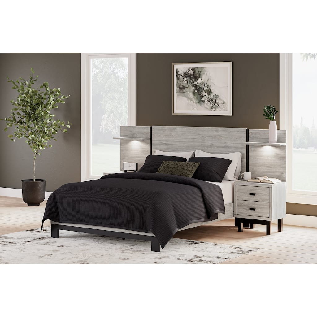 Signature Design by Ashley Vessalli Gray/Black Panel Bed with Extensions