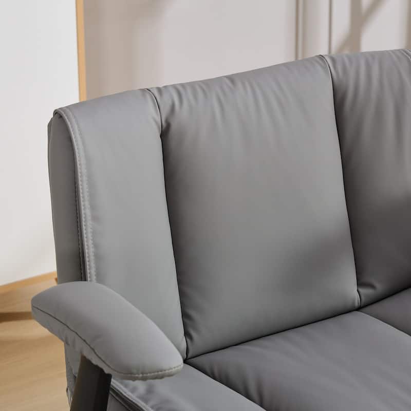 Ergonomic Swivel Chair, Leather Cross-Legged Desk Chair for Home Office