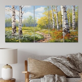Designart "Birch Woods Spring Awakening II" Tree Birch Metal Art Print ...